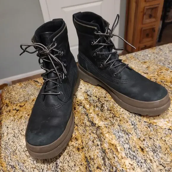 Sorel Caribou Street Waterproof Boots Black Brown Leather Lace Up Men's Sz 12
